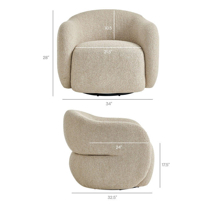 Modway Selby Textured Woven Fabric Swivel Accent Chair in Linen - dimensions and specifications 23