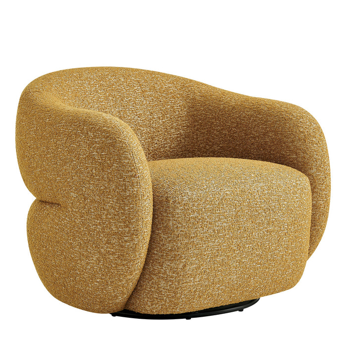 Modway Selby Textured Woven Fabric Swivel Accent Chair in Mustard - front view