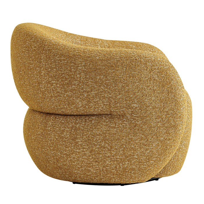 Modway Selby Textured Woven Fabric Swivel Accent Chair in Mustard - angled view