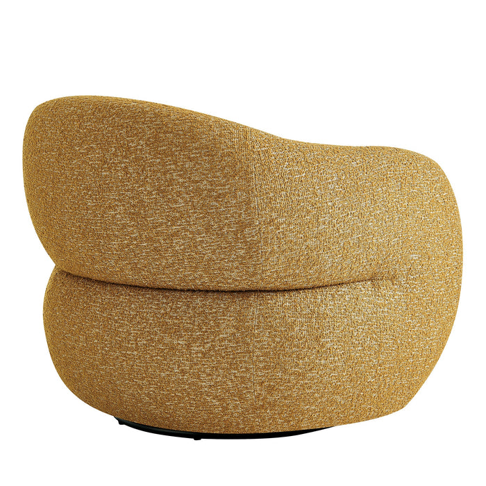 Modway Selby Textured Woven Fabric Swivel Accent Chair in Mustard - side view