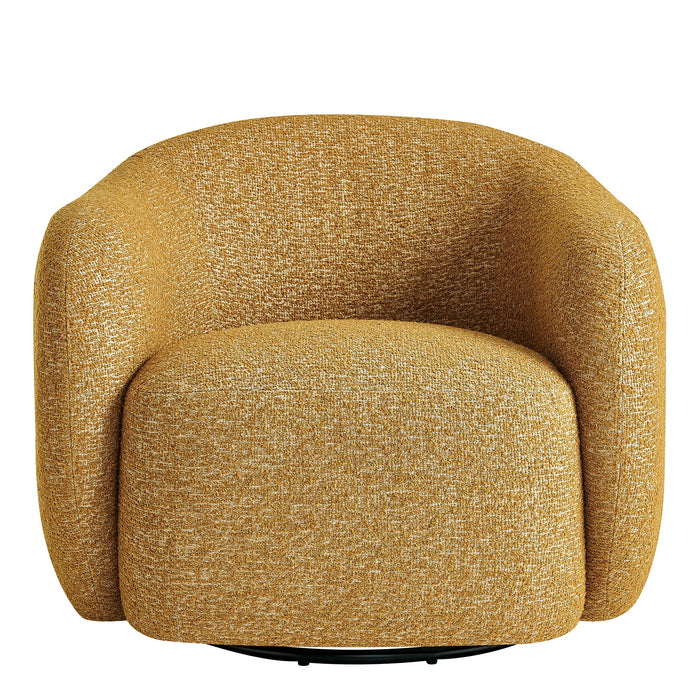 Modway Selby Textured Woven Fabric Swivel Accent Chair in Mustard - detail view