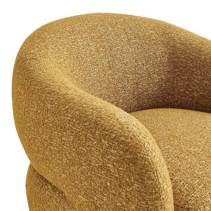 Modway Selby Textured Woven Fabric Swivel Accent Chair in Mustard - lifestyle view