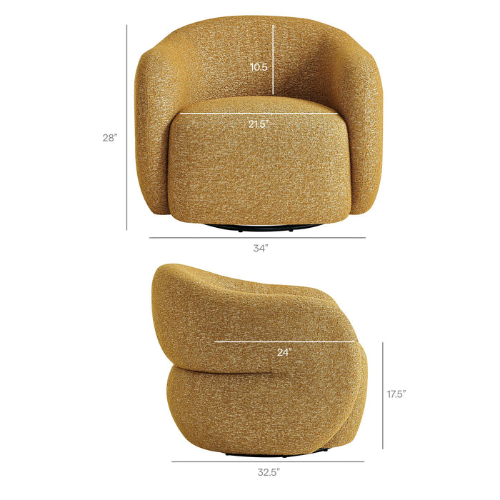 Modway Selby Textured Woven Fabric Swivel Accent Chair in Mustard - dimensions and specifications 25