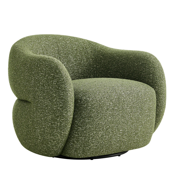 Modway Selby Textured Woven Fabric Swivel Accent Chair in Olive - front view