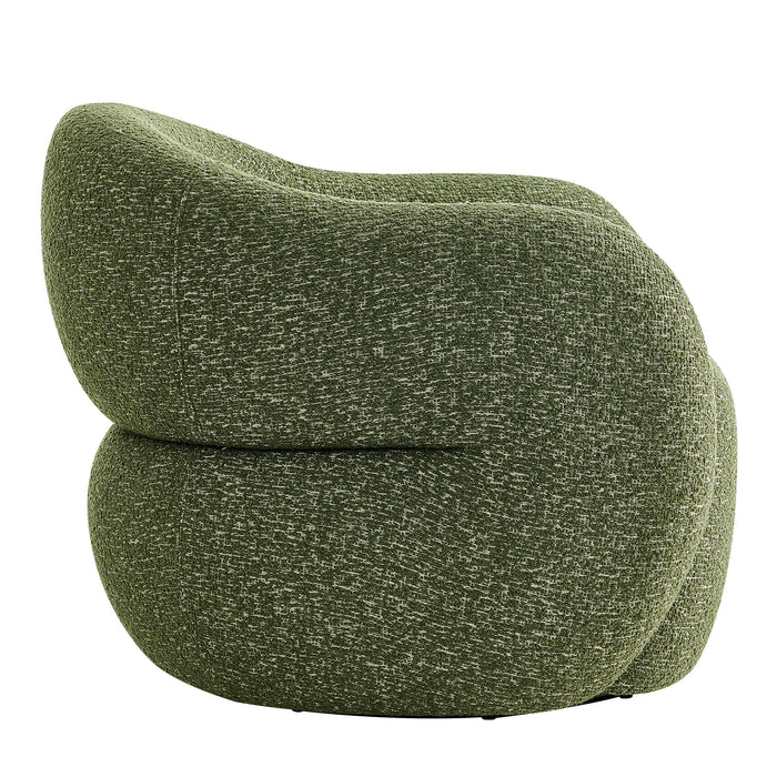 Modway Selby Textured Woven Fabric Swivel Accent Chair in Olive - angled view