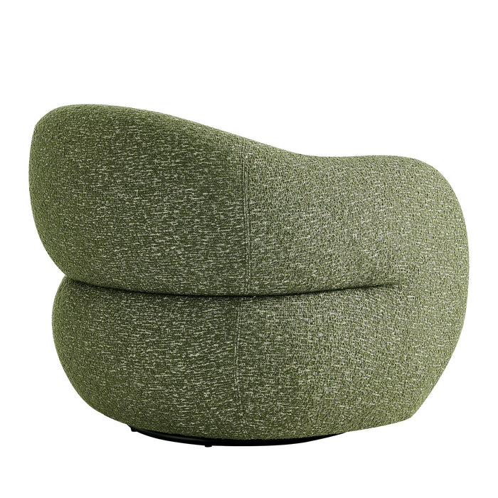 Modway Selby Textured Woven Fabric Swivel Accent Chair in Olive - side view