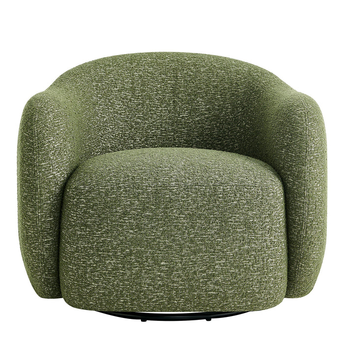 Modway Selby Textured Woven Fabric Swivel Accent Chair in Olive - detail view