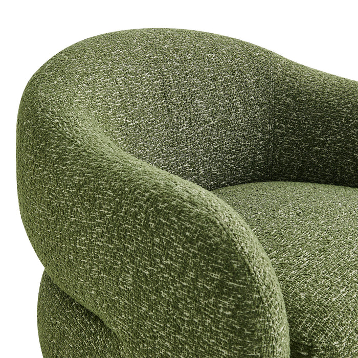 Modway Selby Textured Woven Fabric Swivel Accent Chair in Olive - lifestyle view