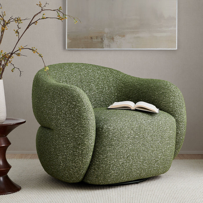 Modway Selby Textured Woven Fabric Swivel Accent Chair in Olive - lifestyle view 21
