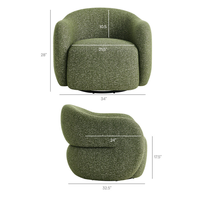 Modway Selby Textured Woven Fabric Swivel Accent Chair in Olive - dimensions and specifications 27