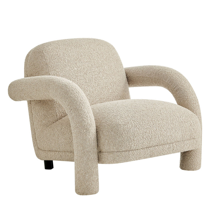 Modway Ferris Textured Woven Fabric Lounge Chair in Linen - front view
