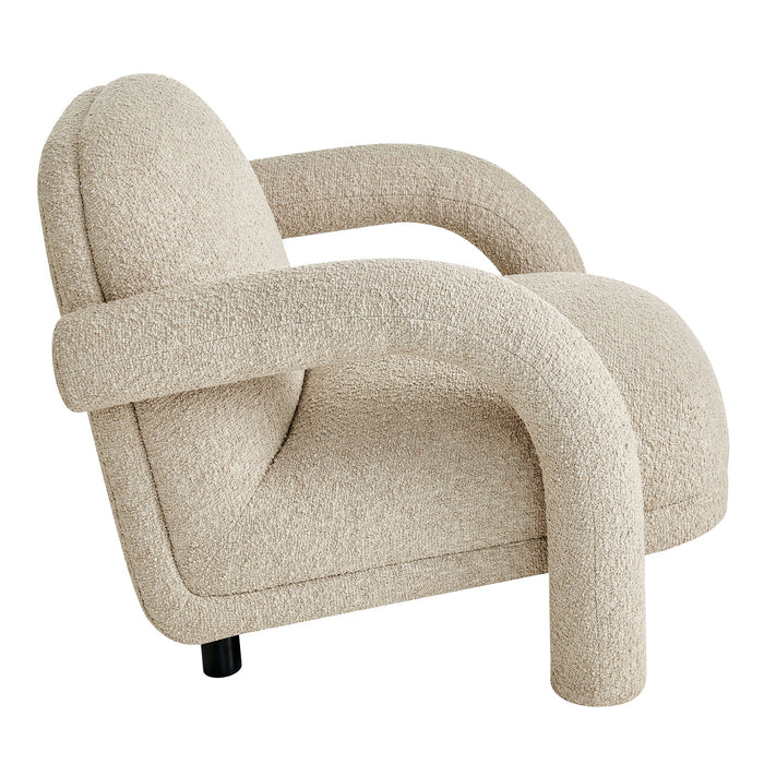 Modway Ferris Textured Woven Fabric Lounge Chair in Linen - angled view