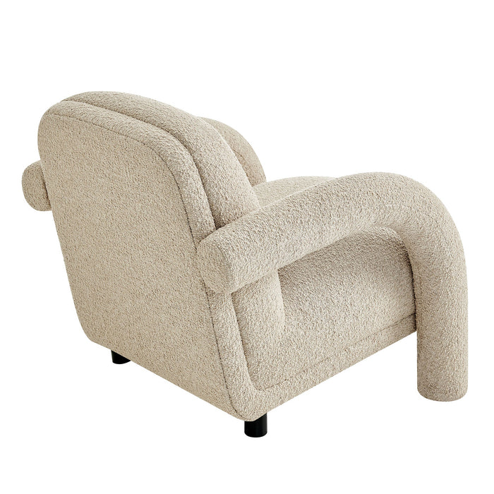 Modway Ferris Textured Woven Fabric Lounge Chair in Linen - side view