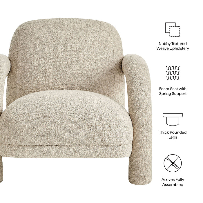 Modway Ferris Textured Woven Fabric Lounge Chair in Linen - dimensions and specifications