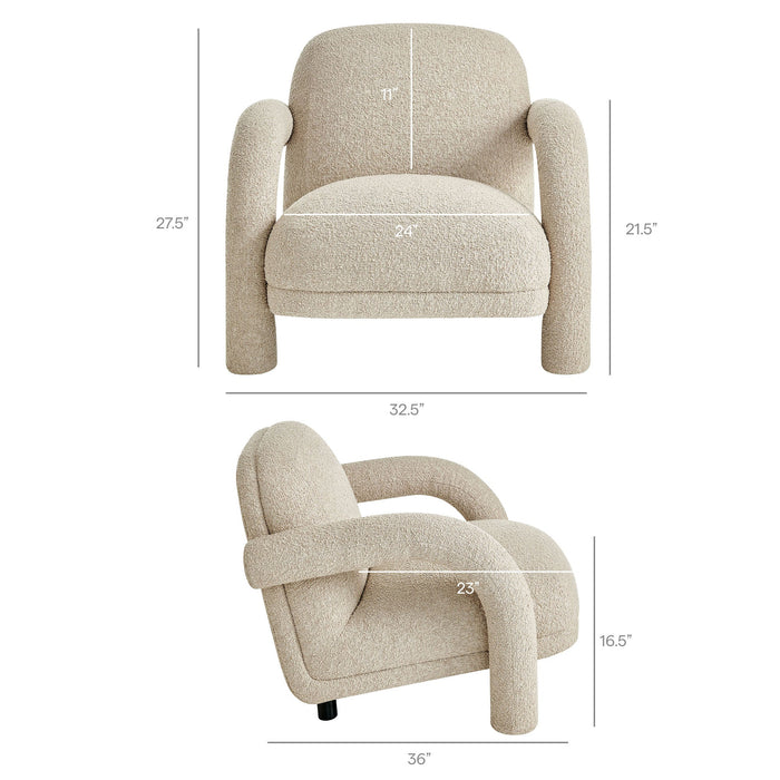 Modway Ferris Textured Woven Fabric Lounge Chair in Linen - dimensions and specifications 25