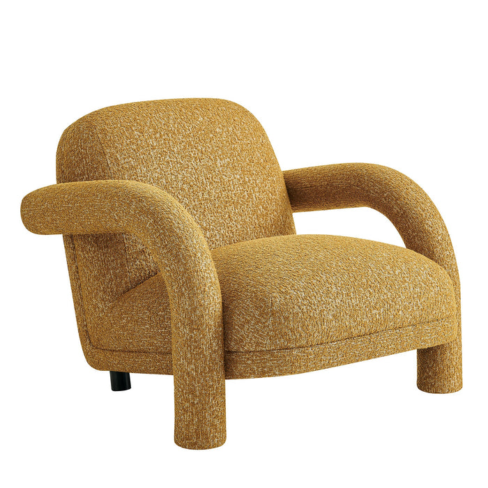 Modway Ferris Textured Woven Fabric Lounge Chair in Mustard - front view
