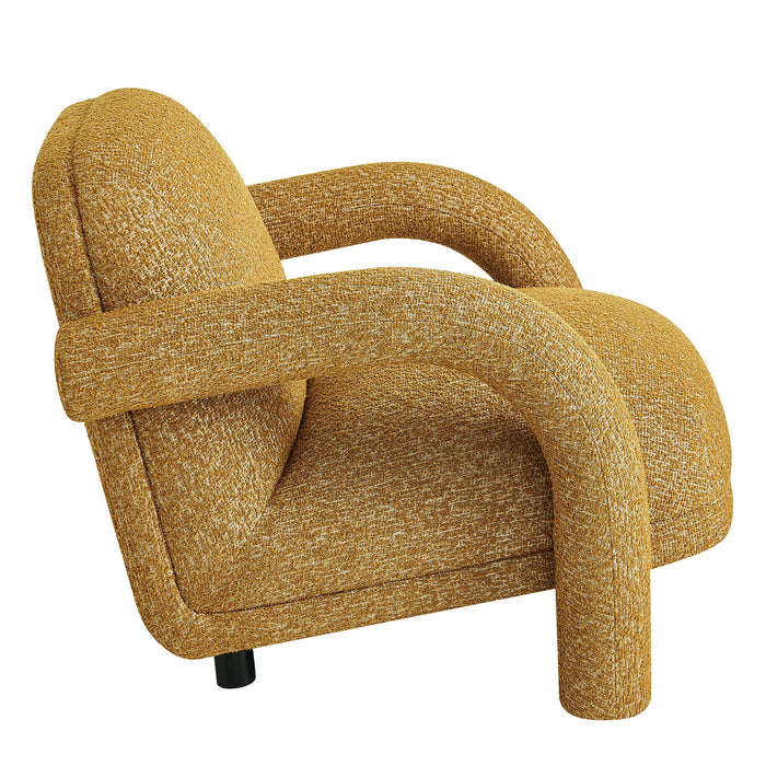 Modway Ferris Textured Woven Fabric Lounge Chair in Mustard - angled view