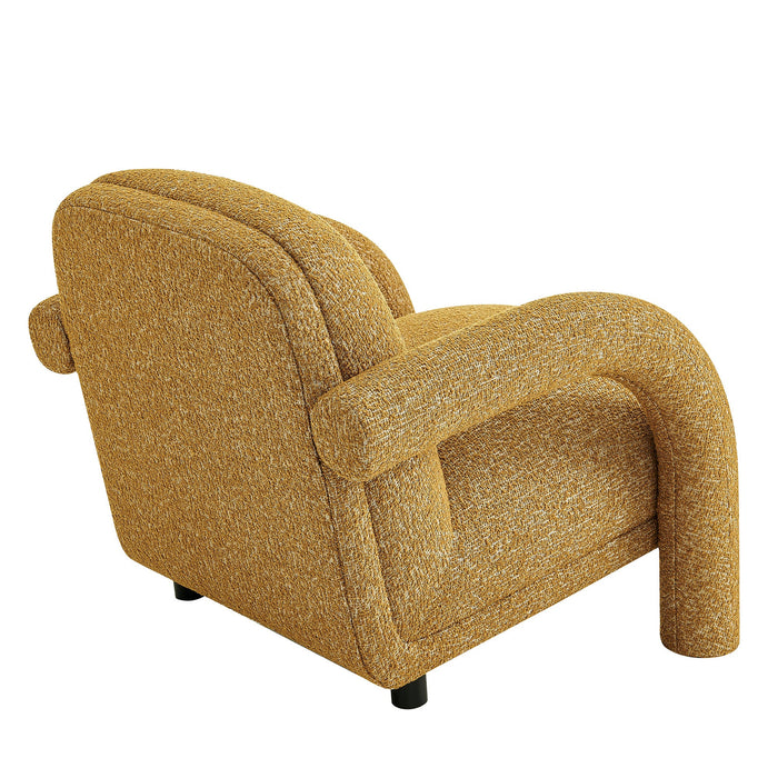 Modway Ferris Textured Woven Fabric Lounge Chair in Mustard - side view