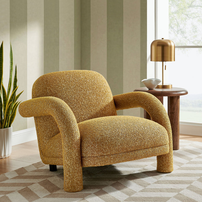 Modway Ferris Textured Woven Fabric Lounge Chair in Mustard - lifestyle view 21