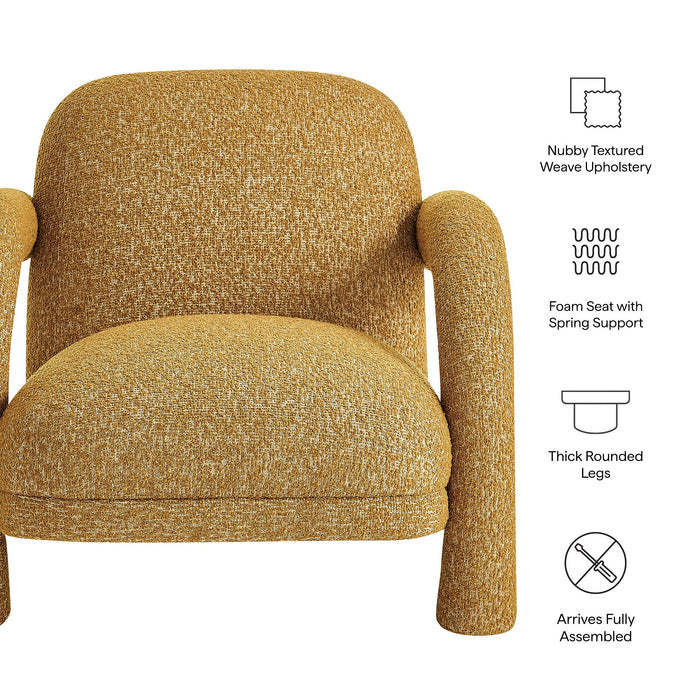 Modway Ferris Textured Woven Fabric Lounge Chair in Mustard - dimensions and specifications
