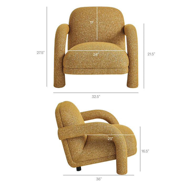 Modway Ferris Textured Woven Fabric Lounge Chair in Mustard - dimensions and specifications 27
