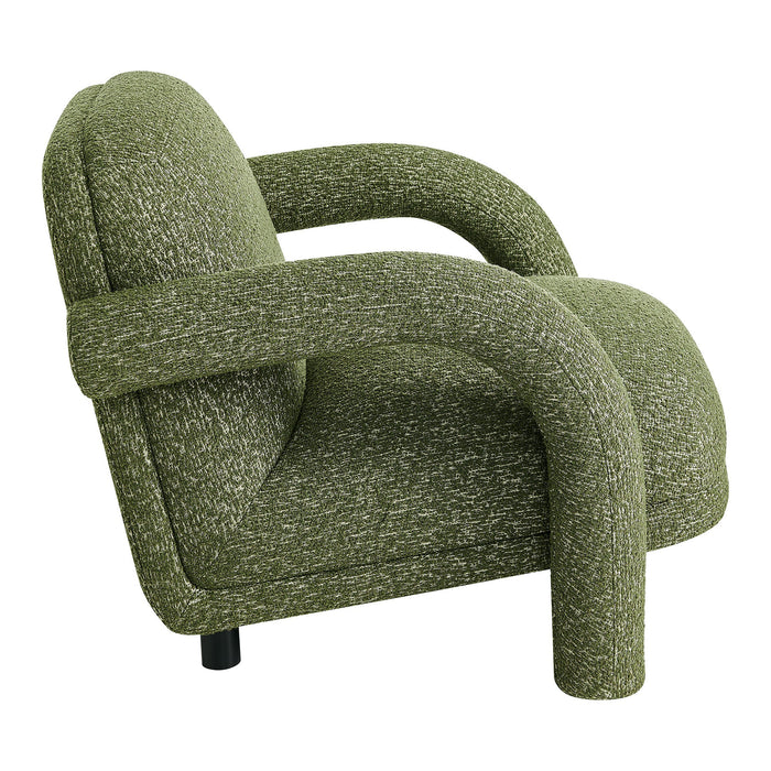 Modway Ferris Textured Woven Fabric Lounge Chair in Olive - angled view