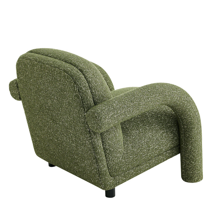 Modway Ferris Textured Woven Fabric Lounge Chair in Olive - side view
