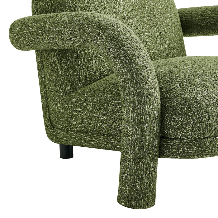 Modway Ferris Textured Woven Fabric Lounge Chair in Olive - lifestyle view