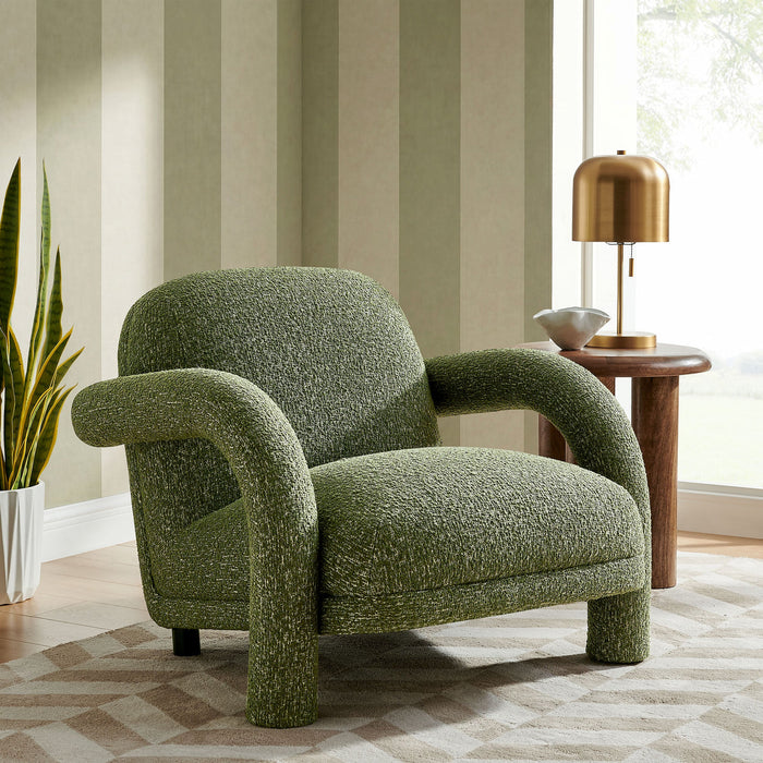 Modway Ferris Textured Woven Fabric Lounge Chair in Olive - lifestyle view 19