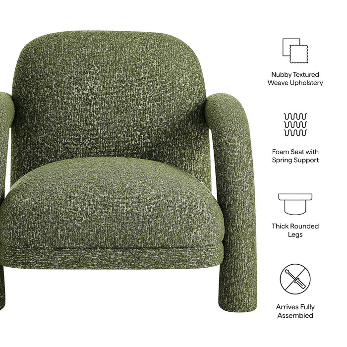 Modway Ferris Textured Woven Fabric Lounge Chair in Olive - dimensions and specifications