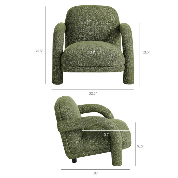 Modway Ferris Textured Woven Fabric Lounge Chair in Olive - dimensions and specifications 23
