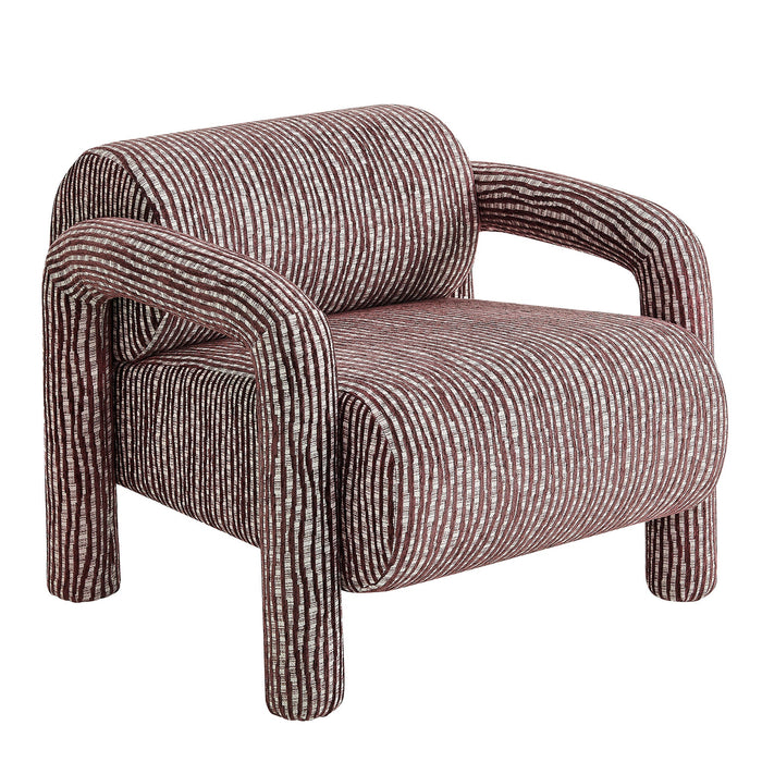 Modway Quill Patterned Woven Fabric Accent Chair in Maroon - front view