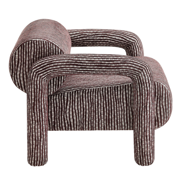 Modway Quill Patterned Woven Fabric Accent Chair in Maroon - angled view