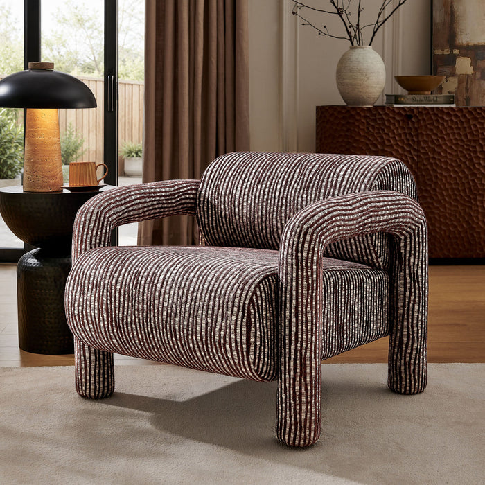 Modway Quill Patterned Woven Fabric Accent Chair in Maroon - lifestyle view 14