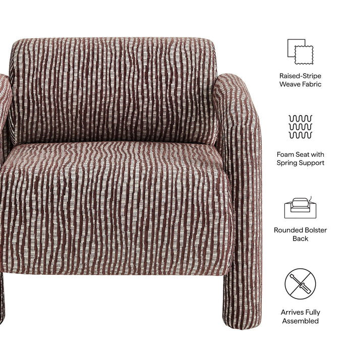 Modway Quill Patterned Woven Fabric Accent Chair in Maroon - dimensions and specifications