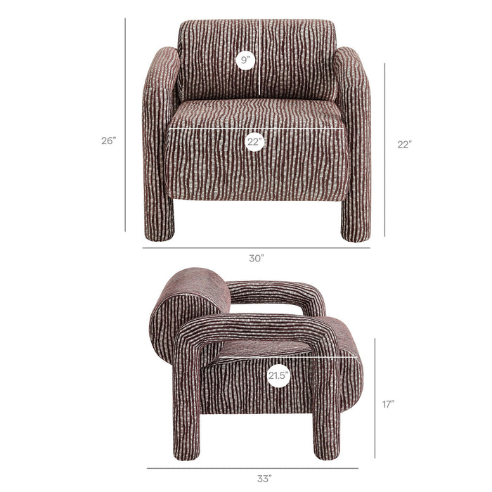 Modway Quill Patterned Woven Fabric Accent Chair in Maroon - dimensions and specifications 18