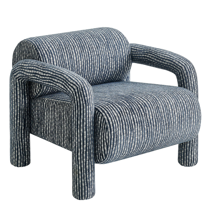 Modway Quill Patterned Woven Fabric Accent Chair in Navy - front view