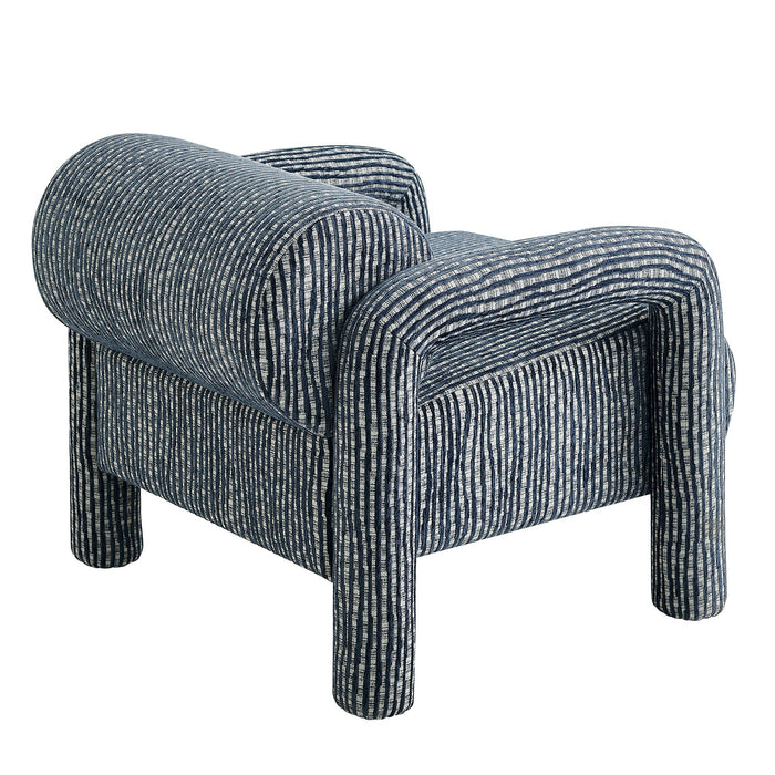 Modway Quill Patterned Woven Fabric Accent Chair in Navy - side view