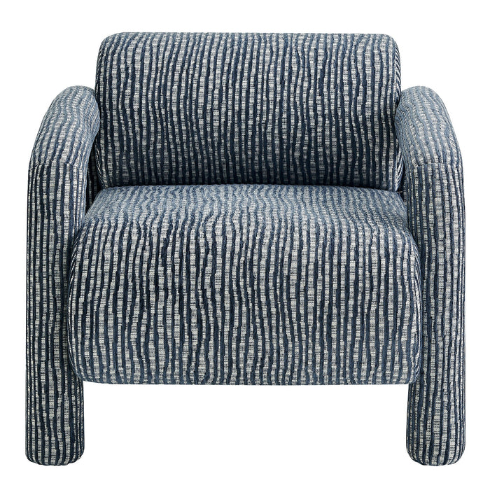 Modway Quill Patterned Woven Fabric Accent Chair in Navy - detail view