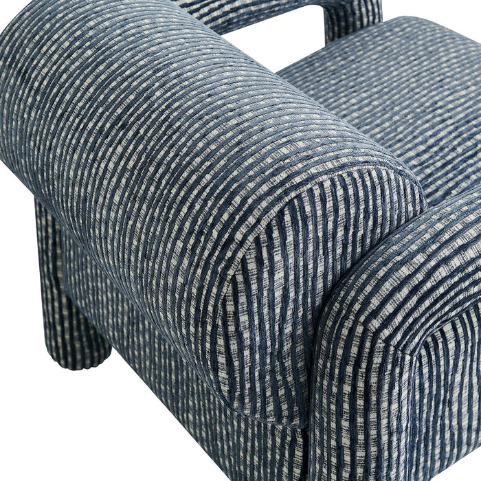 Modway Quill Patterned Woven Fabric Accent Chair in Navy - lifestyle view