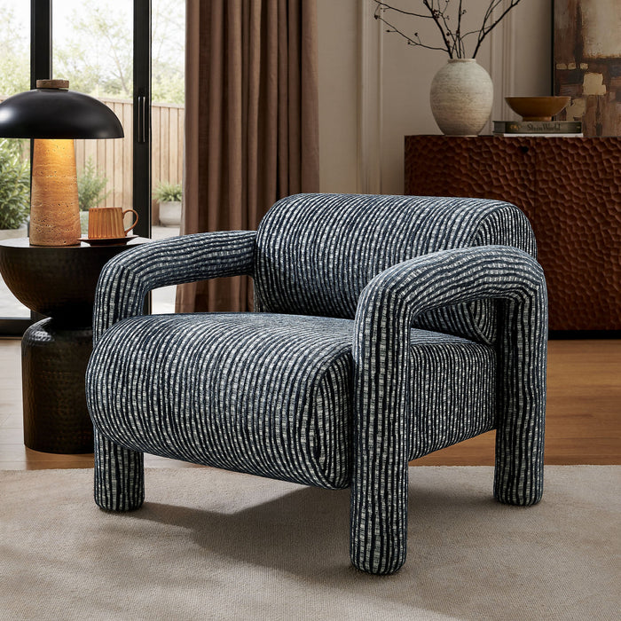 Modway Quill Patterned Woven Fabric Accent Chair in Navy - lifestyle view 13