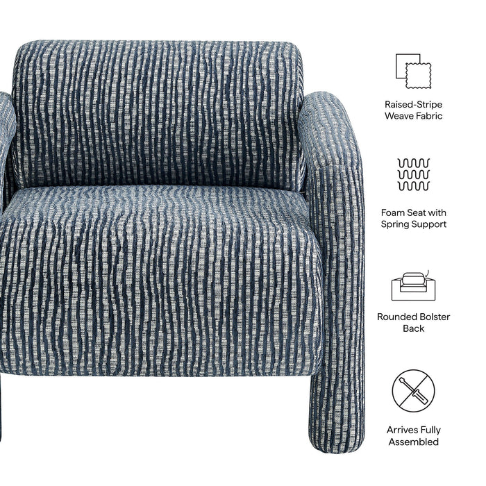 Modway Quill Patterned Woven Fabric Accent Chair in Navy - dimensions and specifications