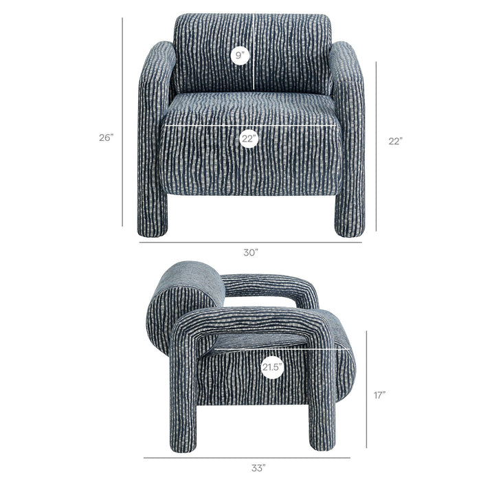 Modway Quill Patterned Woven Fabric Accent Chair in Navy - dimensions and specifications 16