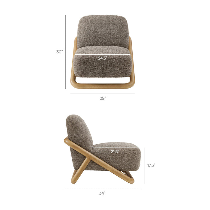 Modway Vander Textured Fabric Accent Chair in Chestnut Earth - dimensions and specifications 30