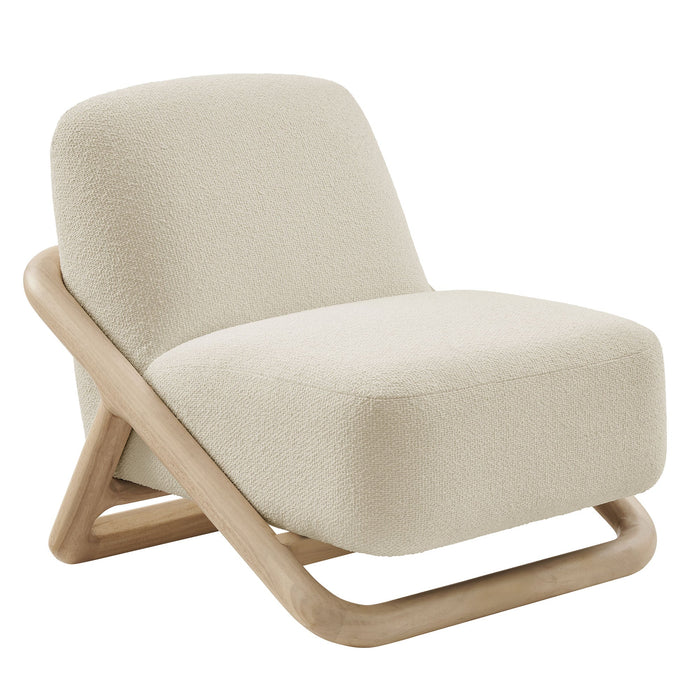 Modway Vander Textured Fabric Accent Chair in Oak Cream - front view