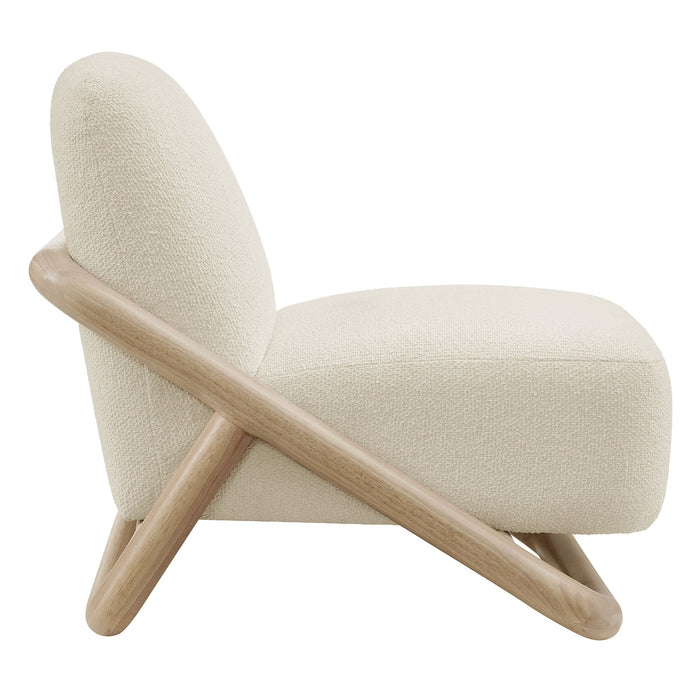 Modway Vander Textured Fabric Accent Chair in Oak Cream - angled view