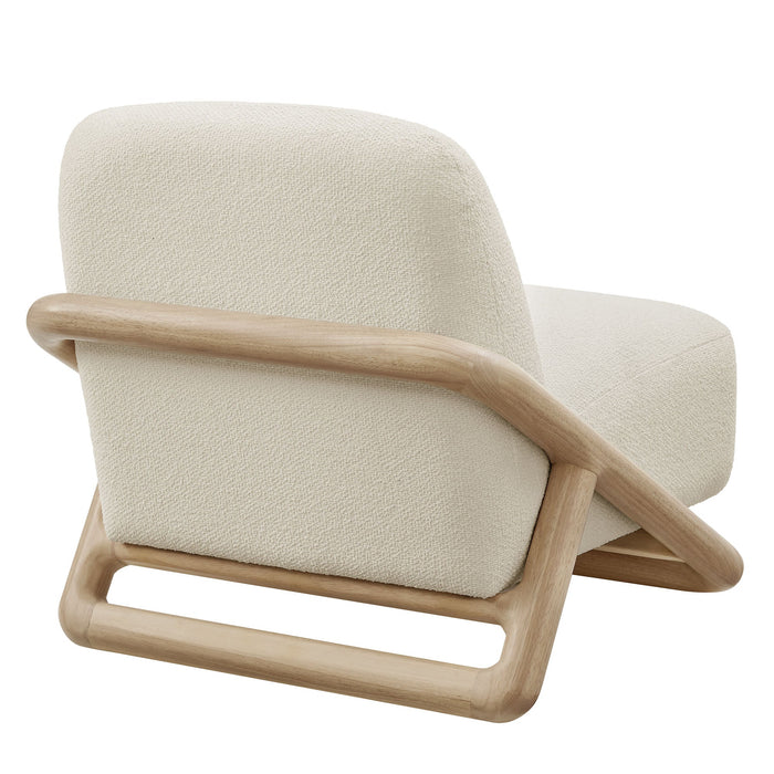Modway Vander Textured Fabric Accent Chair in Oak Cream - side view