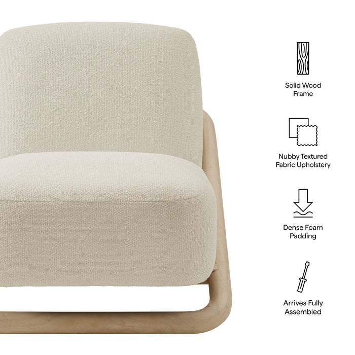 Modway Vander Textured Fabric Accent Chair in Oak Cream - dimensions and specifications
