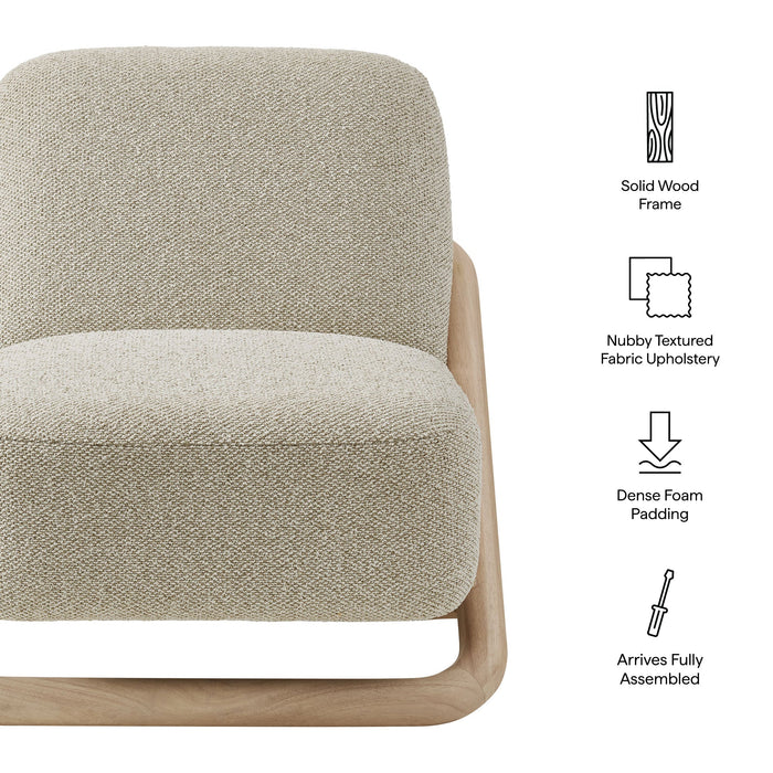 Modway Vander Textured Fabric Accent Chair in Oak Marble - dimensions and specifications