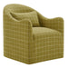 Modway Bardot Slipcovered Linen Blend Accent Chair in Artichoke Windowpane Check - front view